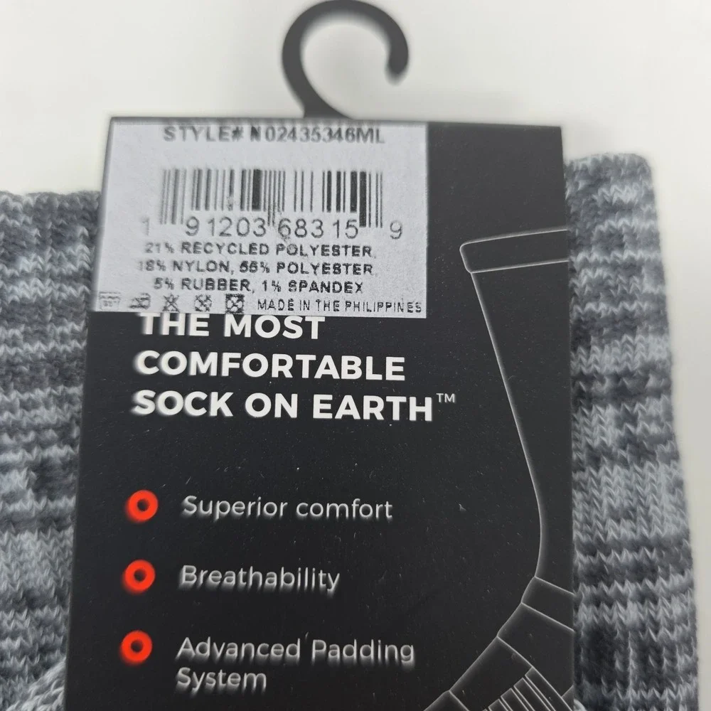 Strideline Performance Crew Socks Lot 3 Men M/L 8-12 Gray Green Wool Blend NWT